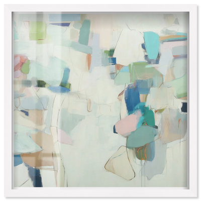 Décoration murale Soft Patchwork III Shadowbox Print Sage par Art Remedy, cadre blanc, 24 x 24