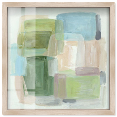 Ira Colmeva - Soft Structure I Shadowbox Print Sage Wall Decor par Art Remedy, Cadre blond, 30 x 30