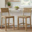 Cledia 21" Wide Rustic Farmhouse Style Solid Wood Ratten Seat Counter Stool