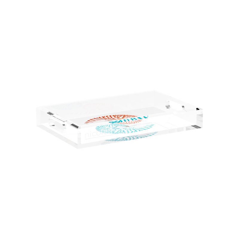 Nautilus Coral Turq Acrylic Rectangle Decorative Tray, 12.5"W x 7.75"D x 2"H