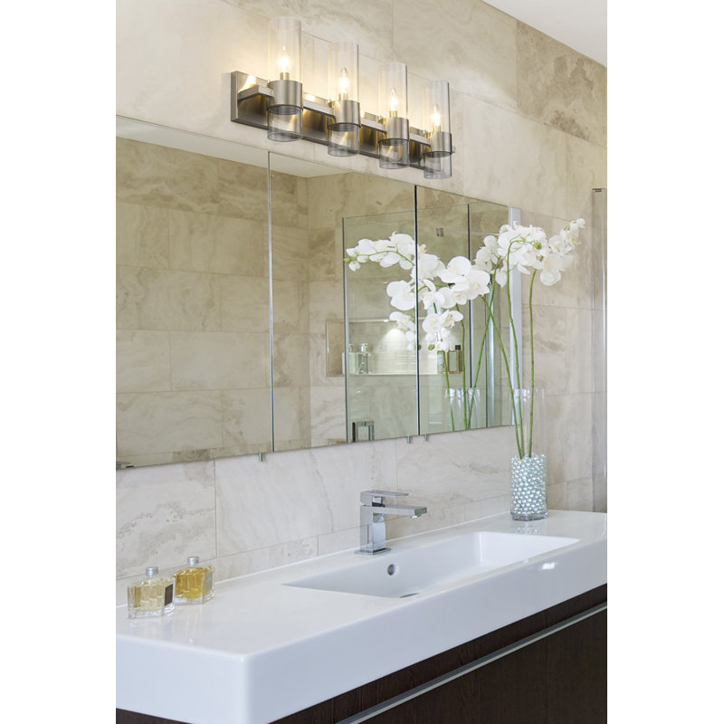 Ensemble de meuble-lavabo 4 lumières Masi, Nickel brossé