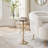 Rejanae Round Side Table with Marble Top and Bow Design - Stylish Accent End Table for Living Room, Office, or Bedroom, 24"