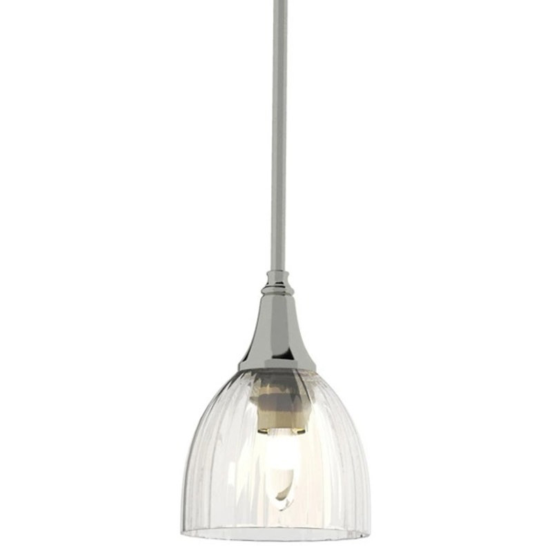 Trumpet 1-Light Single Dome Pendant, White, Sterling