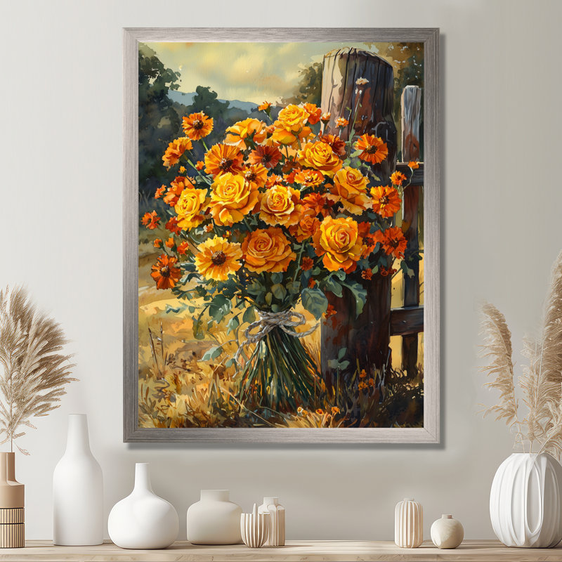 Sachiko - impressions sur toile florales, 32" H x 24" W, Reproduction encadrée d'une seule photo, Silver