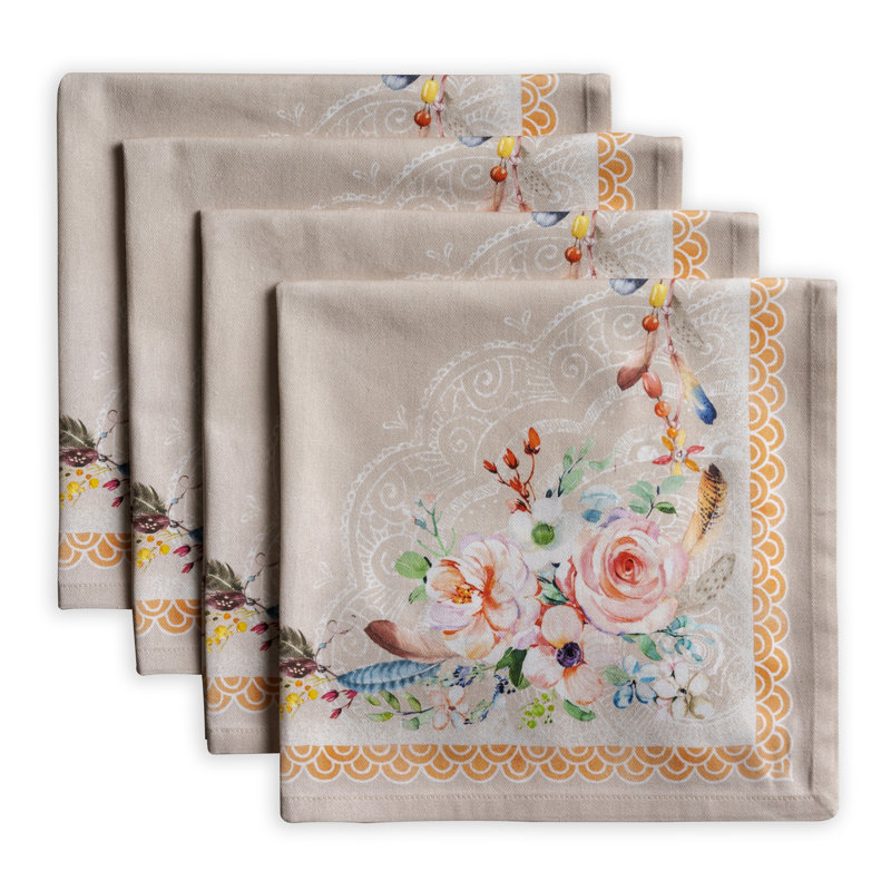 Maison d' Hermine Cloth Napkins Set of 4 100% Cotton Everyday Reusable Square Napkins Cloth Washable Dinner Party Wedding Restaurant Valentines Day Decorations Spring/Summer (Ibiza - Beige, 20" x 20")