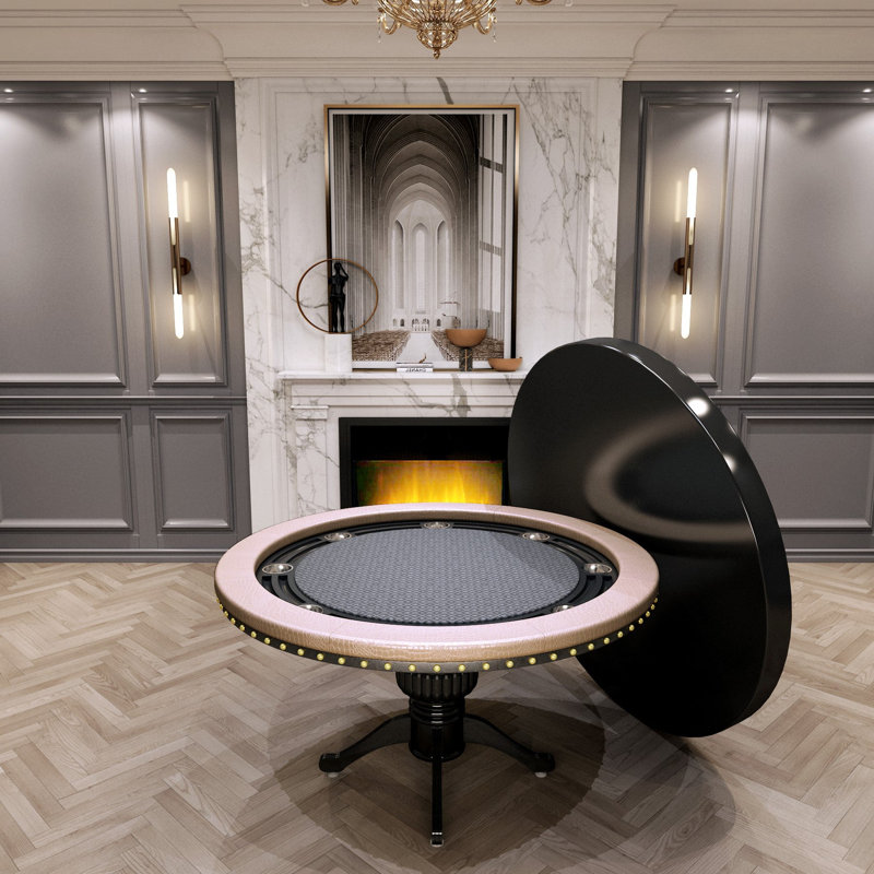 Table ronde ronde pour poker avec porte-gobelet géant avec plateau repas pour 8 joueurs