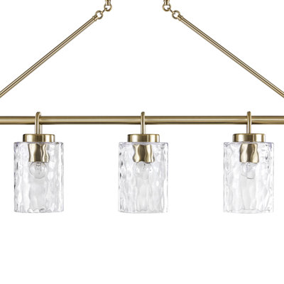 Lustre linéaire à 5 lumières avec abat-jour en verre texturé
