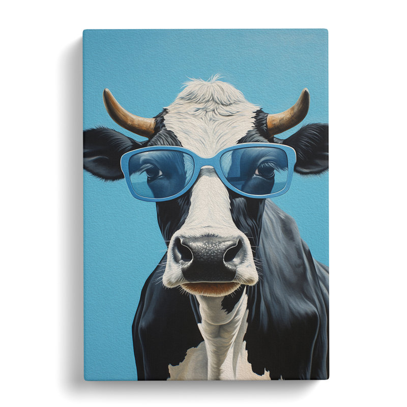 Cow With Glasses No.2 - No Frame Print, 50cm H x 35cm W x 3cm D