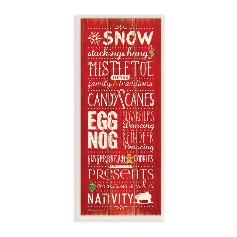 «Christmas Season» par Stephanie Workman Marrot - reproduction d'art textuel sur toile, H 17 po x l 7 po, Plaque murale