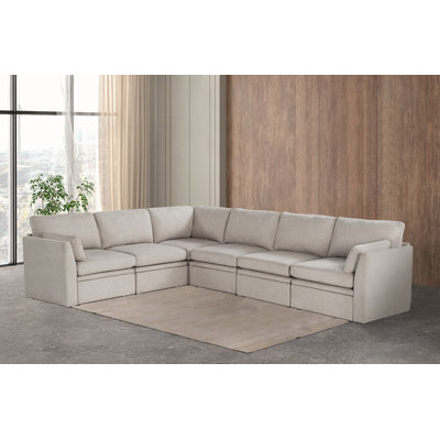 6 Piece L-shape Modular Fabric Sectional