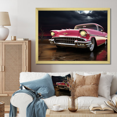 Conception élégante d'une voiture rétro rouge des années 1950 I sur toile