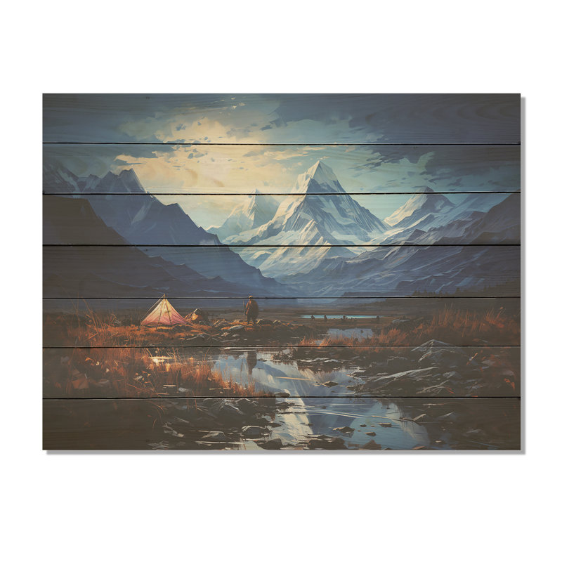 Mountain Mountain Solitude I - Impression de voyage sur bois, H 10 po x l 20 po x P 0,78 po
