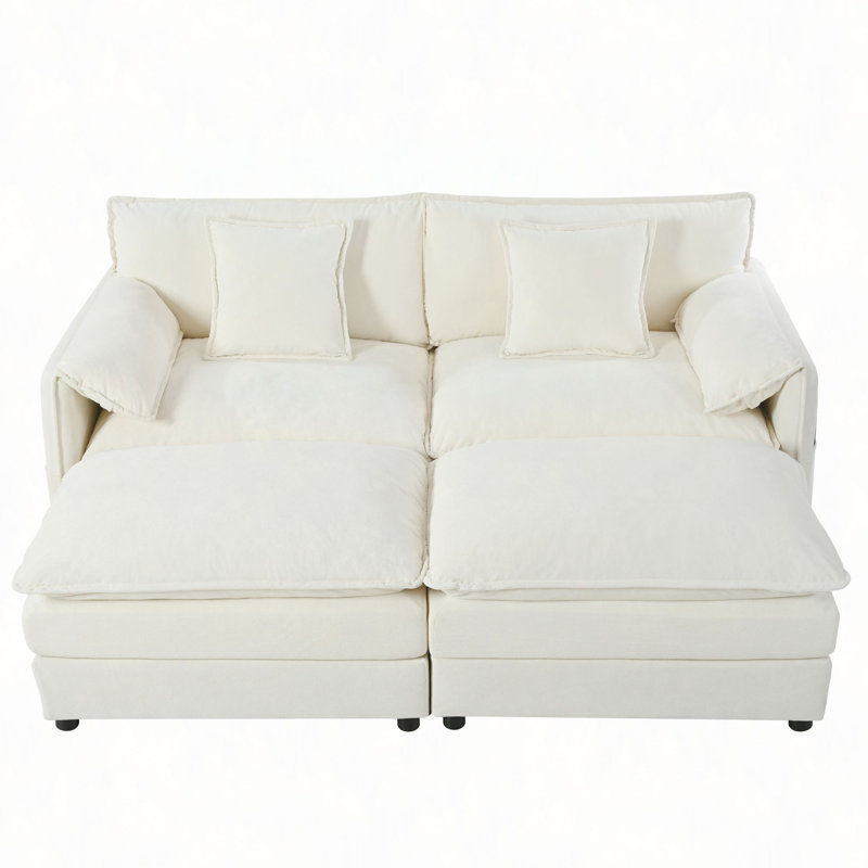 Latitude Run® Deep Seat Sectional Cloud Sofa With 2 Ottomans & Soft ...