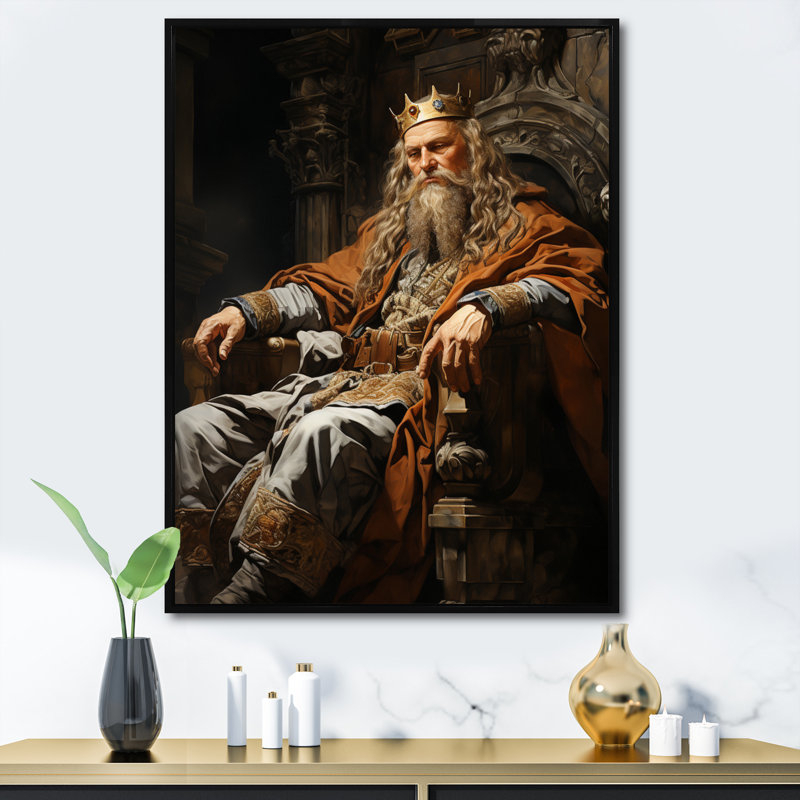 Portrait de l'empereur Deeko Frederick Ii sur toile, H 40 po x l 30 po, Cadre flottant noir