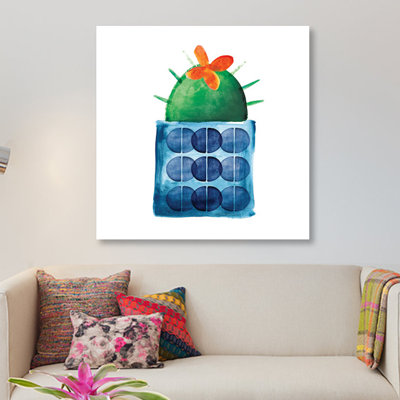 Norther Lights - Cactus coloré coloré sur toile tendue avec châssis