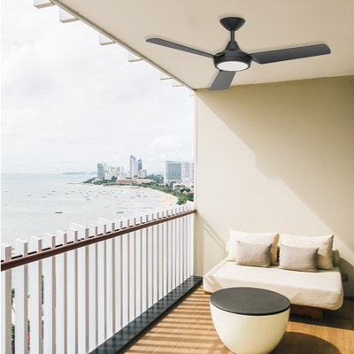 52" Smart Ceiling Fan with Light, 5 Blades, 9-Speed Durable DC Motor, 3 CCT & Dimmable LED Light, Efficient & Quiet Operation, Reverse Rotation, Matter Smart Home Integration and Remote Control, Timer Function, Damp/Outdoor Covered Rated, Matte Black
