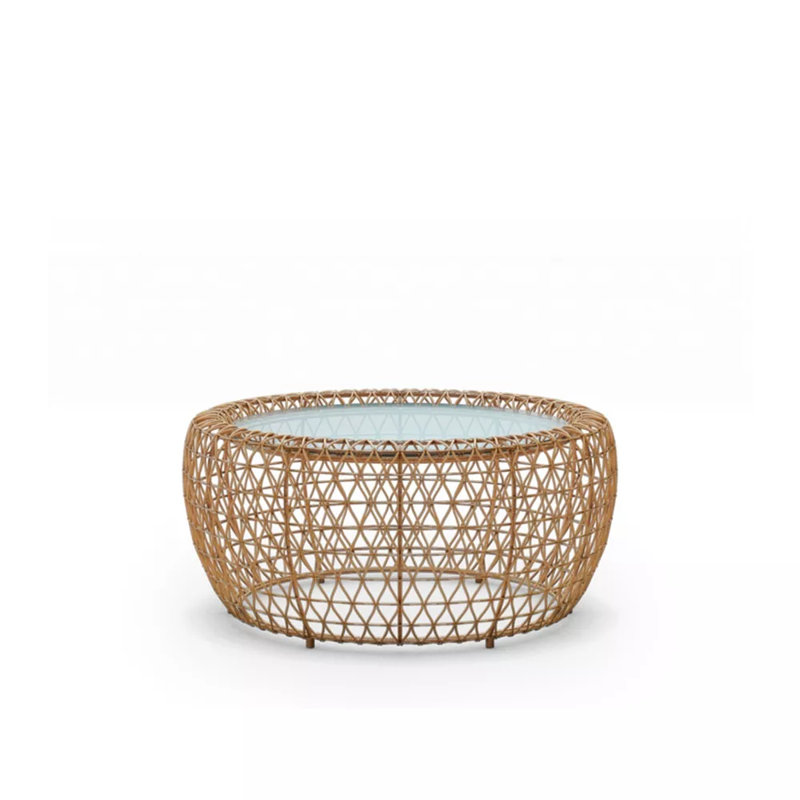 Balou Outdoor Round Coffee Table, 16.75" H x 35.5" W x 35.5" D, Natural