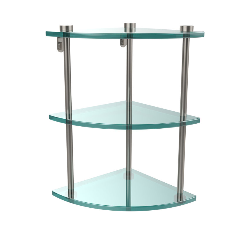 Étagère d'angle 3 pièces Gober, Nickel satiné