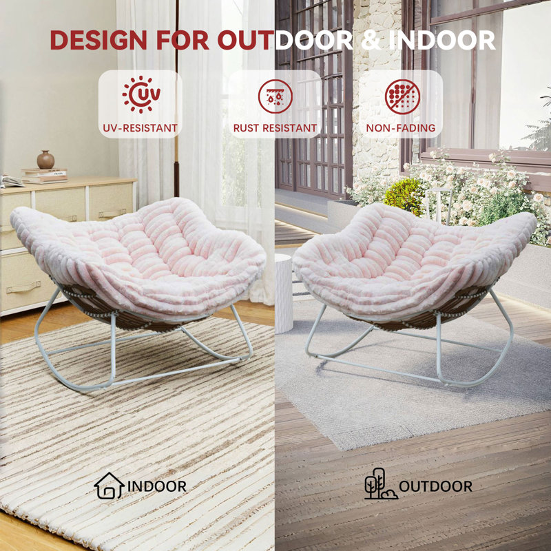 Chaise en osier Rockong, Rose, Bleu