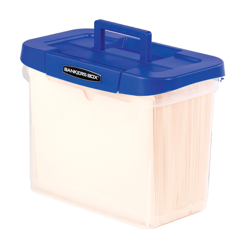 Heavy-Duty Blue and Clear Polypropylene Hanging File Box