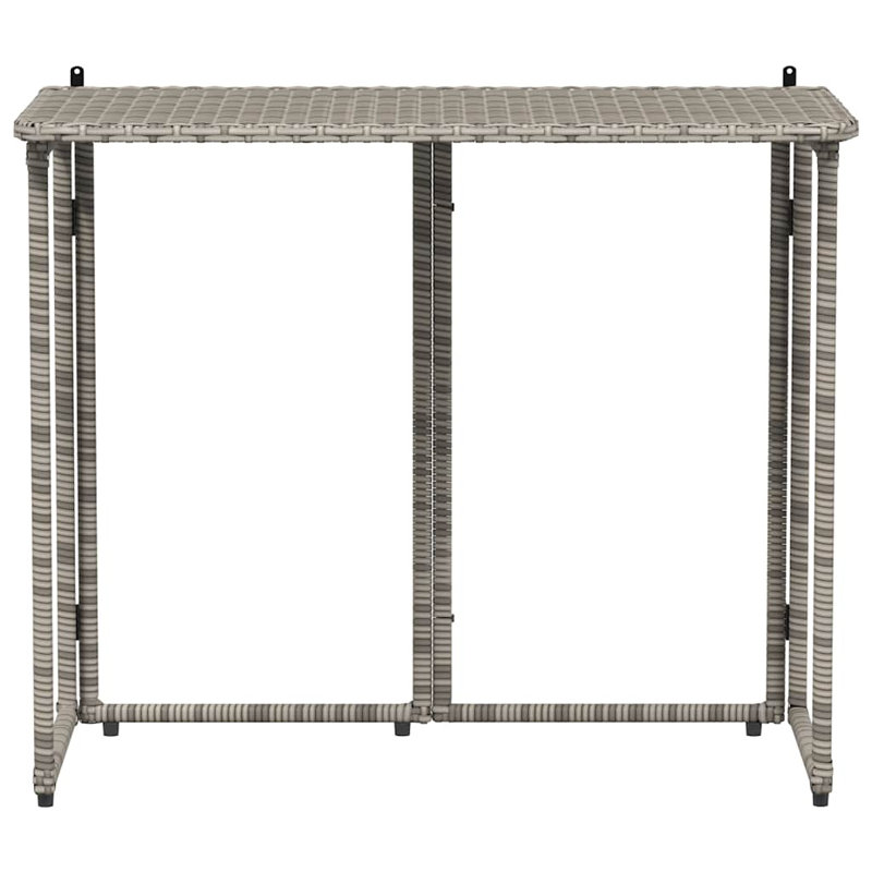 Folding Garden Table 90X51x75 Cm Poly Rattan, Grey