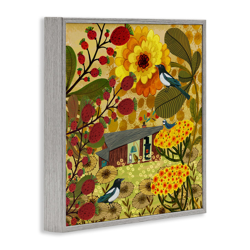 Giclée d'automne chaleureuse encadrée par Kay Widdowson, Estampe numérique Farmhouse, H 17 po x l 17 po