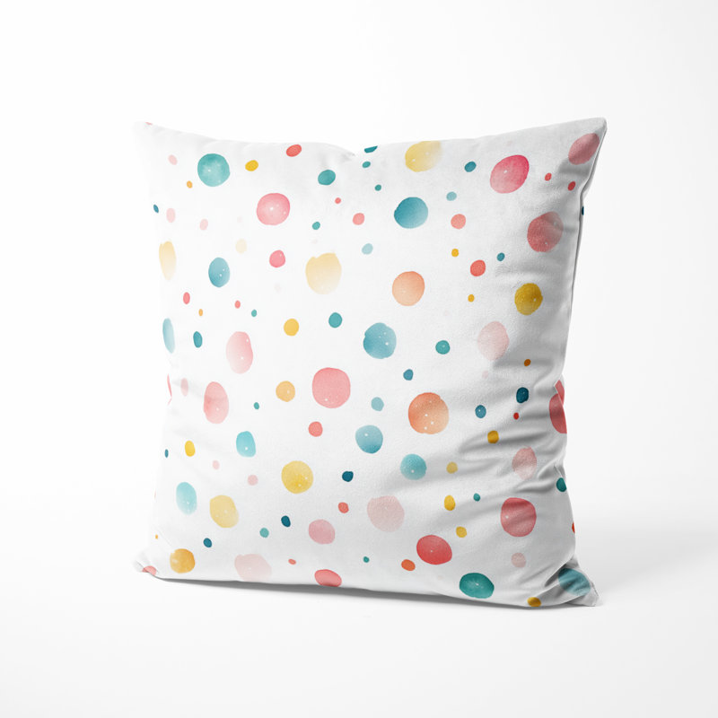 Coussin décoratif à pois - Coussin imprimé à pois rouges, H 20 po x l 20 po
