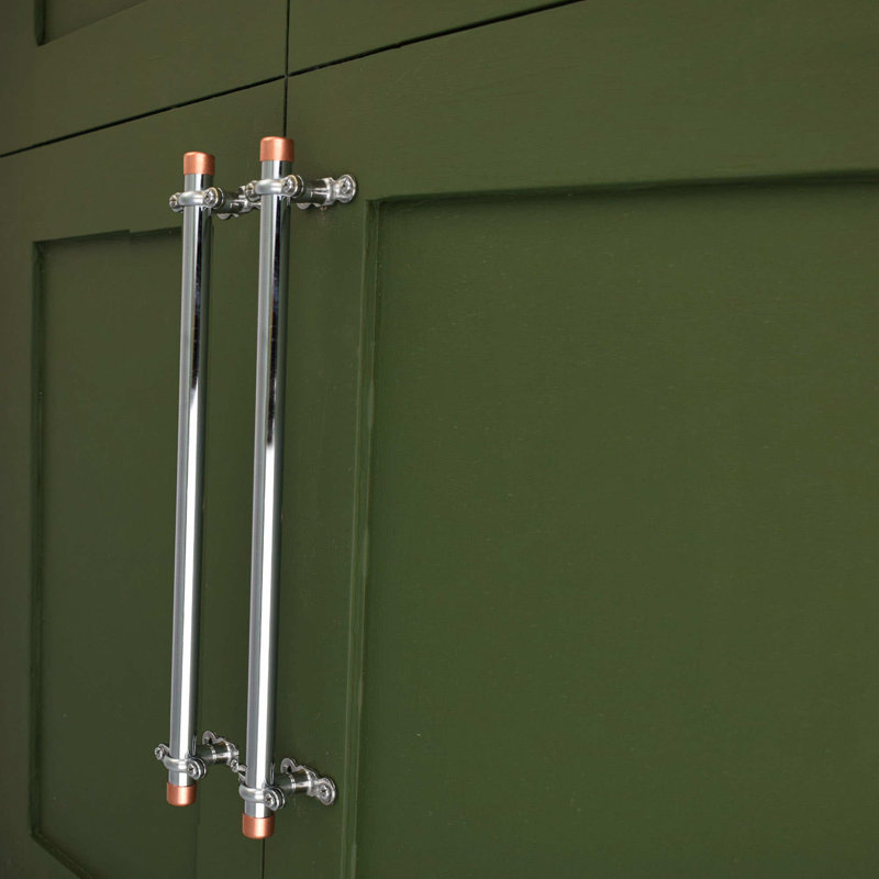 Chrome Bracket Handle With Copper End Caps