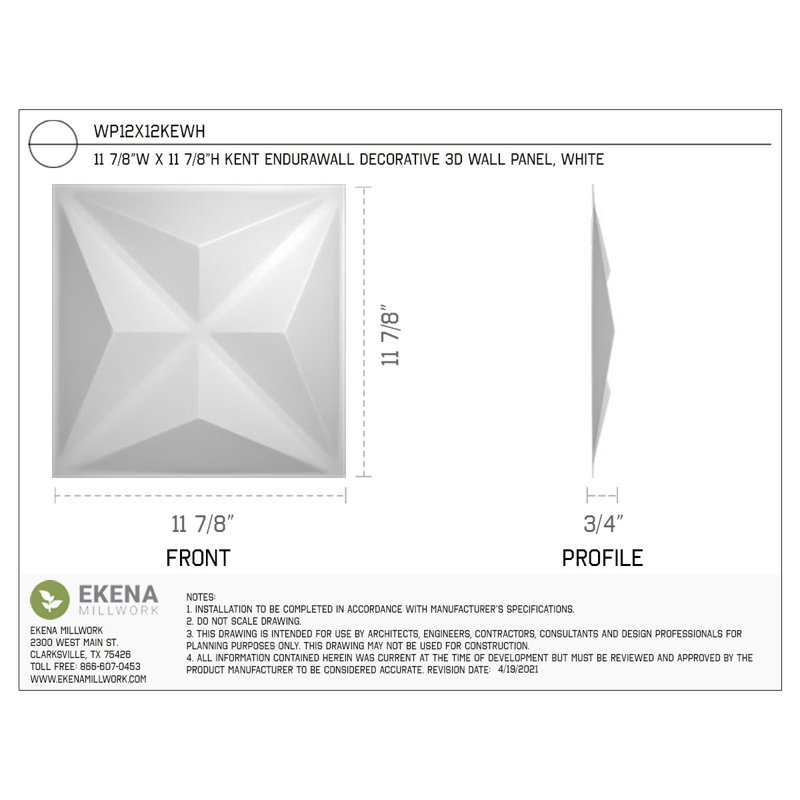 Housses de panneau mural décoratif Haven EnduraWall 3D, H 11 7/8 po x l 11 7/8 po