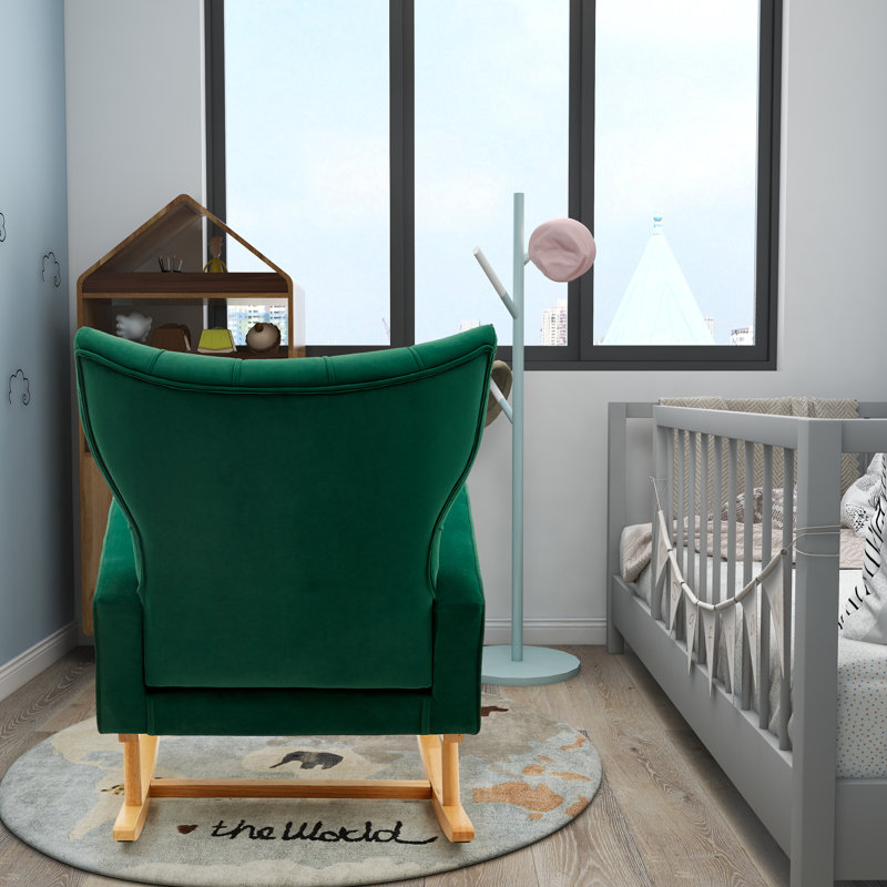 Chaise berçante Jahsun, Velours émeraude