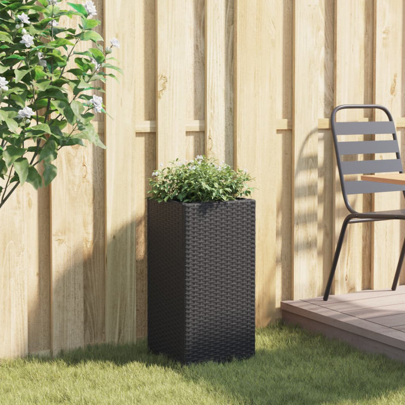 Garden Planter Poly Rattan, 32cm H x 36cm W x 30cm D, Grey