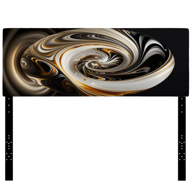 Tête de lit Trinady - Damask Upholstery, Très grand, Spirale de vitrail or / noir II