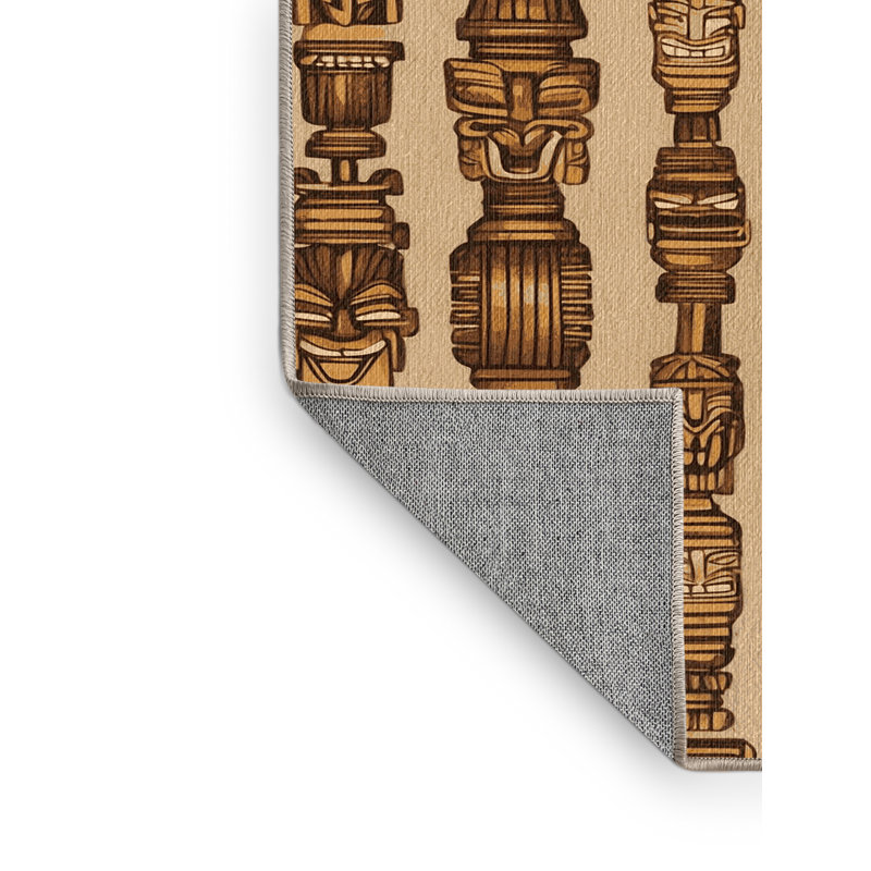  Tapis hawaïen lavable statues Tiki, Carré 4 pi