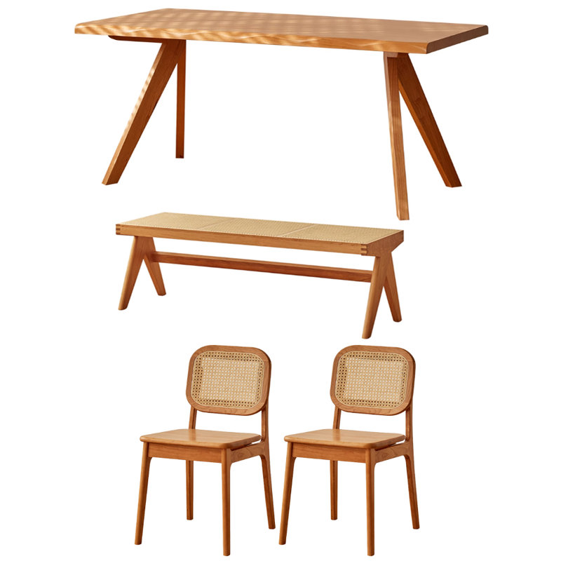 Ensemble de table en bois de cerisier Simple Creative, H 29,52 po x L 70,86 po x l 35,43 po