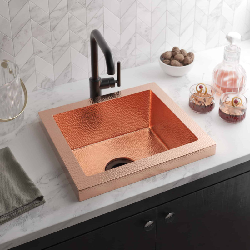 Manhattan 17" L x 15" W Bar Kitchen Sink, Polished Copper