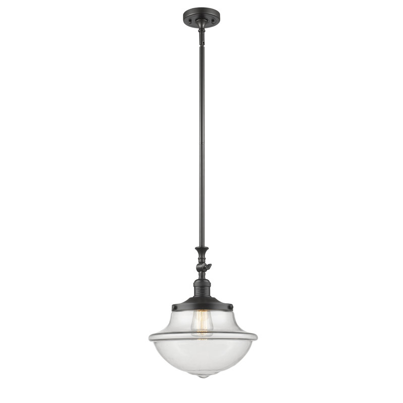 Luminaire suspendu simple à 1 lumière Baptiste, Ampoule DEL 6 watts Vinage, Transparent, Bronze huilé