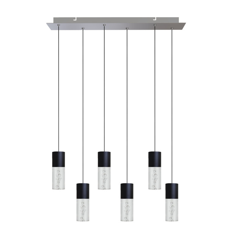 Luminaire suspendu cylindrique 6 lumières DEL Andromedae, Noir
