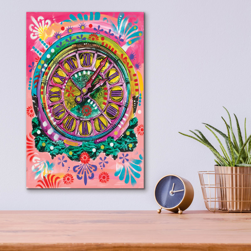  «Grandfather Horloge» par Dean Russo, art mural en verre acrylique, 12 po x 16 po