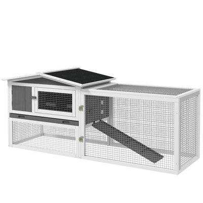 Cage à lapin résistante aux intempéries avec rampe Heller, bois