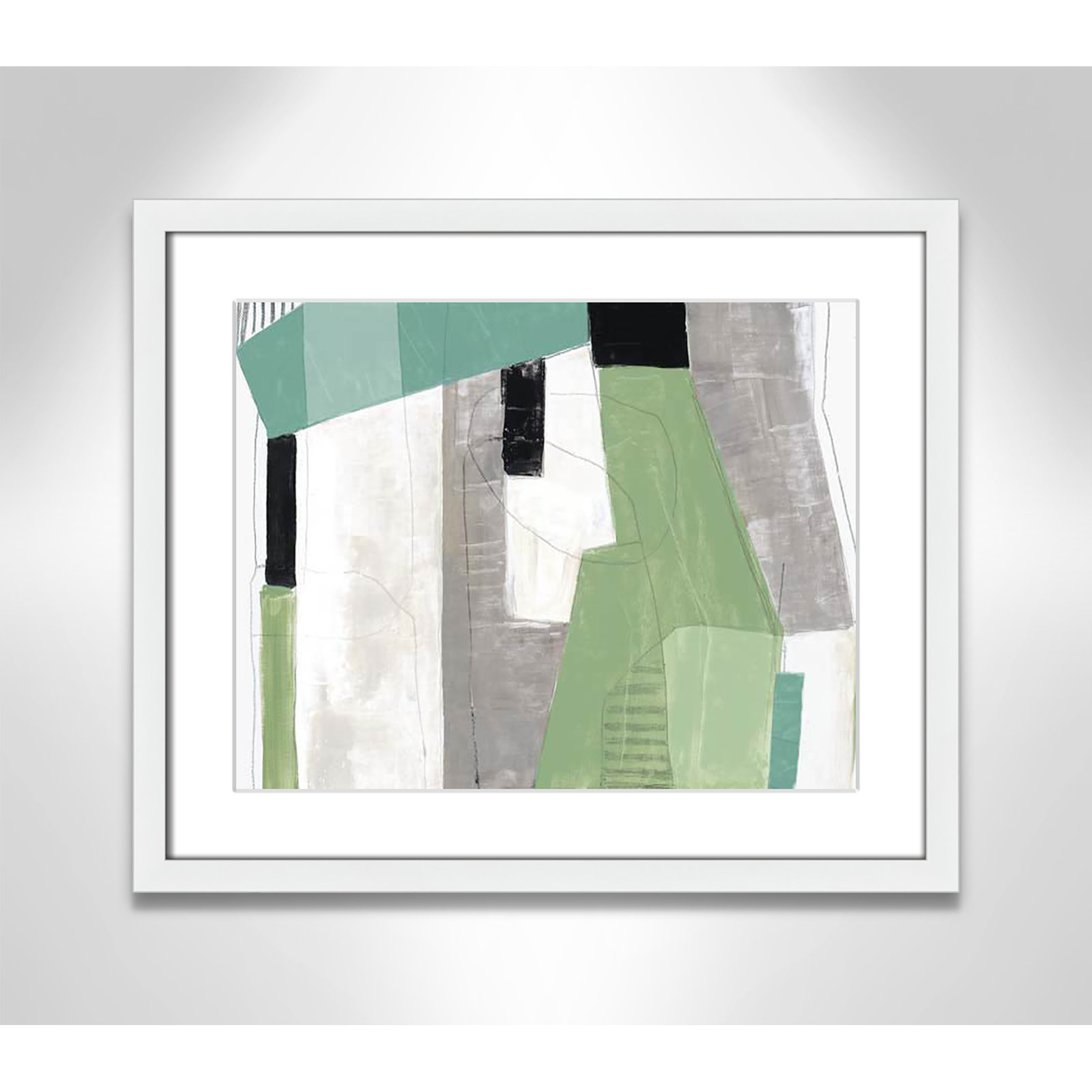 Evergreen Essence Print, 16" H x 19" W x 1.25" D, White Box Frame - Matted Fine Art Paper Print, White