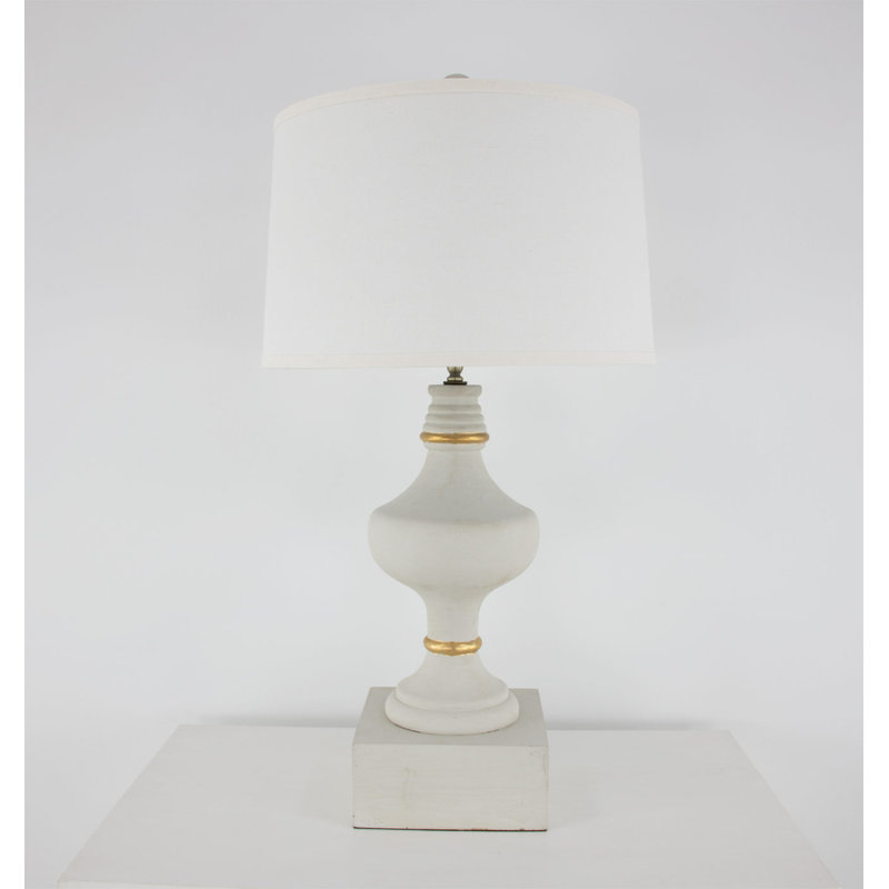 Epala Table Lamp, French Gray/Gold Leaf, White