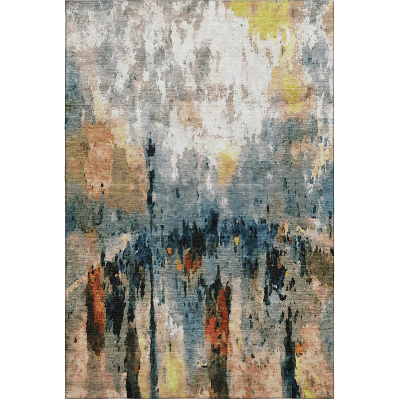 Premium Machine Washable Mayfield Abstract Rug, Ivory, 2'6" x 3'10"