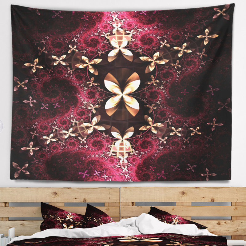 Tapisserie de motif fleur abstraite abstraite, H 50 po x l 60 po