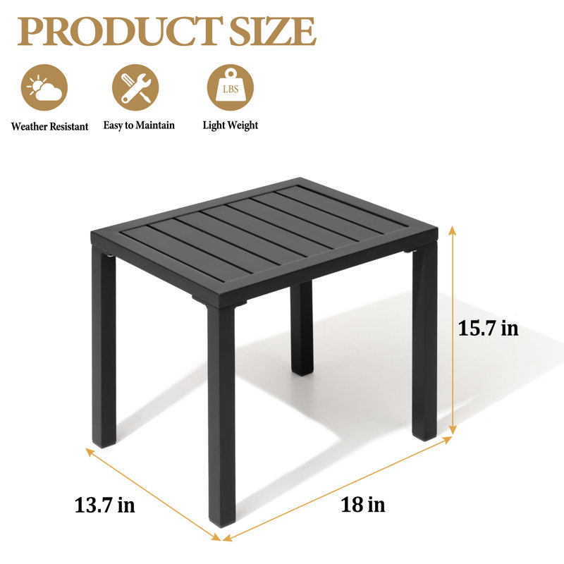 Table d'appoint rectangulaire en aluminium, Noir