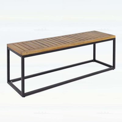 Industrial Wood and Metal Bench, Perfect for Modern Outdoor Spaces with Elegant Design and Durability