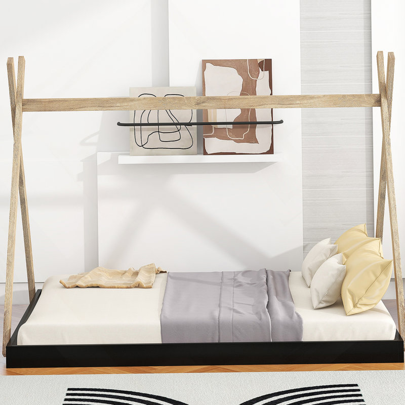 Lit sur pied avec structure triangulaire, Naturel, Double