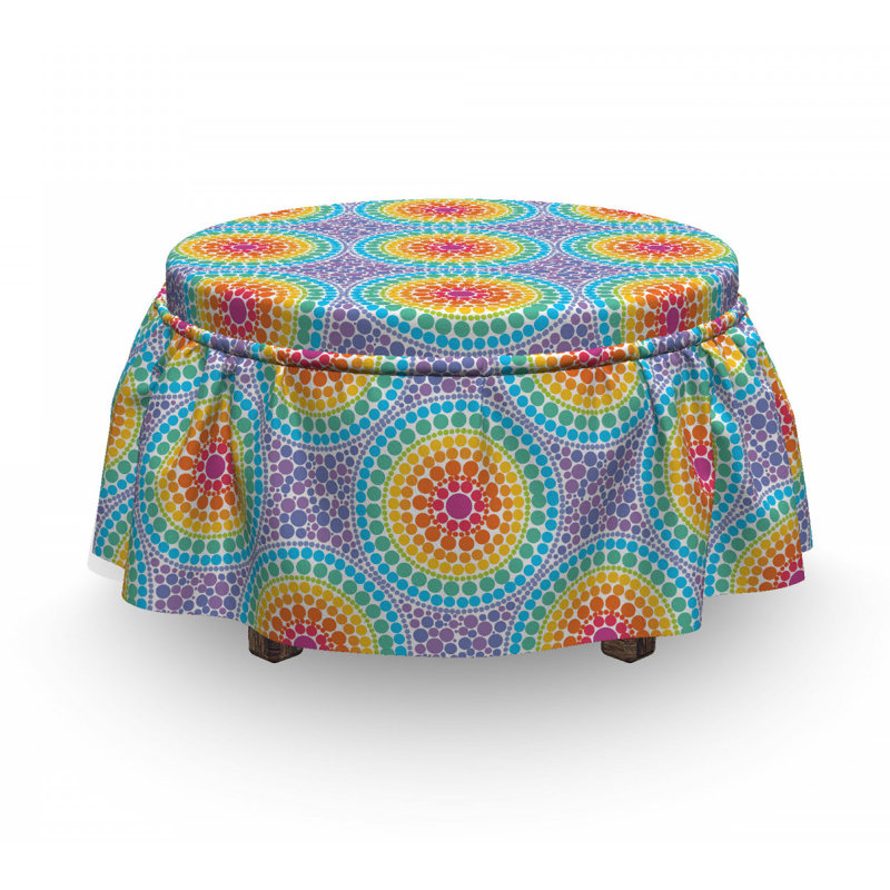 Housse pour repose-pieds cercles arc-en-ciel