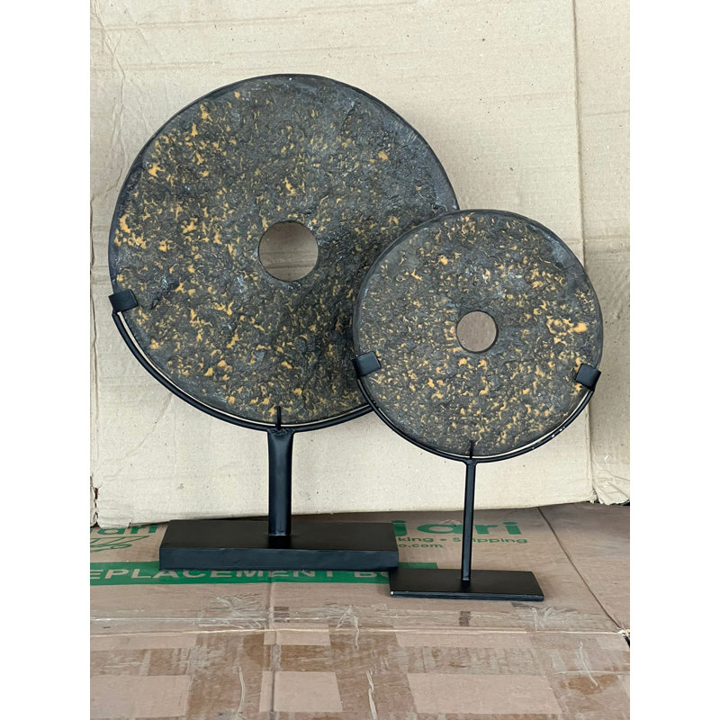 Approx. 18" High Lava Stone Disk with Iron Stand