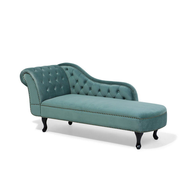 Jeb Velvet Chaise Lounge, Left Hand Facing, Mint Green