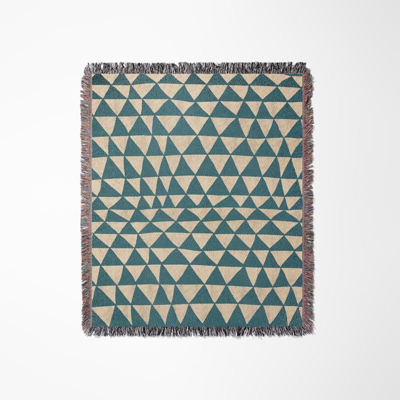 Jeté en coton Kelia, Grand lit, Sarcelle / Beige